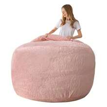MAXYOYO - Funda para silla de puf solo cubierta sin relleno lavable y suave para sala de estar y recámara - Rosa - Ver 8