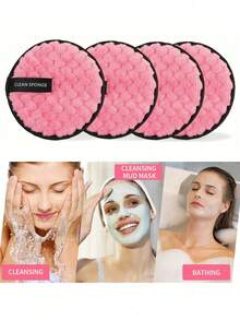 6pcs/Set Reusable Soft Makeup Remover Pads, Suitable For All Skin Types, Pink Makeup Remover Sponge, Soft Cleansing Face Towel, Daily Face Cleaning, Skin-Friendly Reusable Double-Sided Makeup Remover Cloth, Multi-Functional Super Microfiber, Super Soft Microfiber Round Face Wipes - Pink - View 5