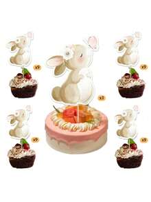 13 件/26 件可爱兔子蛋糕装饰，蝴蝶兔蛋糕装饰品，适合迎婴派对、生日派对、蛋糕装饰用品 - 兔子蛋糕裝飾 - 查看 12