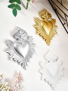 1 pezzo Ornamento decorativo appeso a forma di sacro cuore in fiamme in resina, stile europeo, decorazione da parete, opera d'arte per la casa, disponibile in più colori, decorazione per atmosfera festiva, adatto per decorazioni religiose da parete, casa, hotel e accessori fotografici - Multicolore - Visualizzare 8