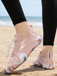 1 đôi giày năm ngón unisex, giày leo núi ngoài trời, giày bơi chống trượt, giày lội nước chống thấm nước, giày đi biển lưỡng cư. - Hồng - Xem 4