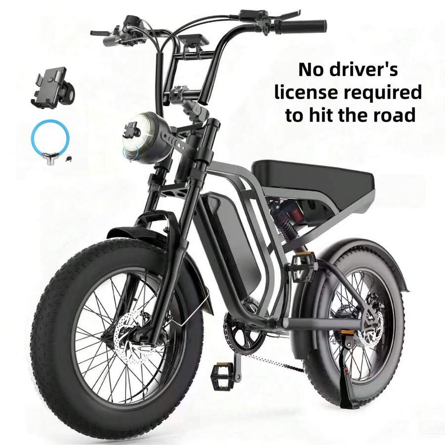 Adult Electric Bicycle, 20-Inch Wide Tires, 48-Volt 15 Ah Battery, Rated Power 750W, Maximum Range 29-39 Miles, Maximum Load Capacity 330 Lbs. - 專業版 - 查看 1