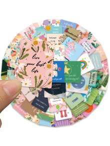 52pcs Inspirational Card Sticker Colorful Creative Decal For Diary Phone Case Scrapbook Guitar Skateboard DIY Decoration Sticker Holiday Party Gift (Not Easy To Fall Off) Stickers Funny Stickers Kindle Scrapbook Supplies Laptop Sticker Scrapbooking - 1 Set - View 4