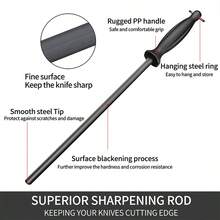 Thanh mài dao chuyên nghiệp, thép đen, hạt mịn, dùng cho nhà bếp và lò mổ. - màu đen - Xem 8