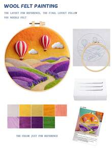 Kit de pintura de fieltro de lana sin terminar, incluye lana peinada de colores, estación de trabajo de espuma, 3 agujas de fieltrar, materiales completos para una artesanía fácil - Kit de materiales estilo D - Ver 8