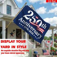 1pc Of The American 250Th Anniversary Flag (1776 - 2026), Made Of Polyester, 3*5Ft, With A Blue Background And White Text, Featuring A Star Pattern For Patriotic Celebrations - 3*5ft - Xem 2