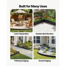 Galvanized Steel Landscape Edging, 40 Ft X 6 In Metal Edging For Landscaping With Gloves, Easy-To-Install Bendable Metal Strips, Heavy Duty Metal Garden Edge Border For Flower Bed, Yard Pathway - 40ft x 6inch màu đen - Xem 6