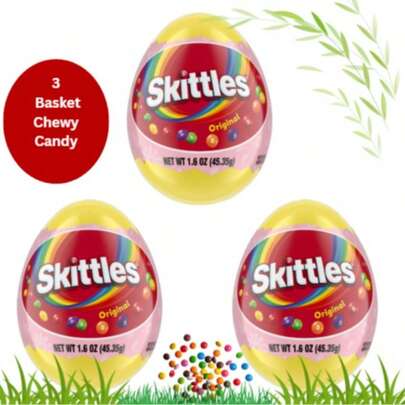  Skittles Original Easter Candy Eggs – 1.6oz Chewy Candy Bags (3 Pack)