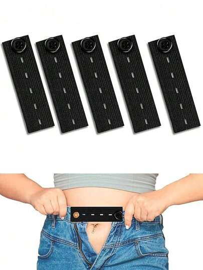 5/10个牛仔裤纽扣延长器，包含黑色孕妇裤纽扣延长器，适用于男女牛仔裤、裙子、连衣裙、裤子