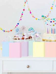 30/24/12个装马卡龙色礼品袋，牛皮纸派对糖果袋，粉彩纸礼品袋，彩色牛皮纸糖果袋，派对糖果袋，彩虹小礼品袋，适用于派对、生日、情人节、圣诞节、糖果袋、购物袋、装饰 - 彩色 - 查看 4