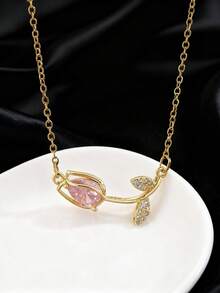 1件时尚百搭新款郁金香花项链，独特设计，女士珠宝 - A - 查看 2