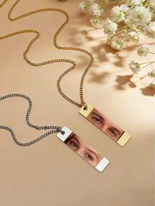 1 chiếc vòng cổ hình mắt khắc tên theo yêu cầu, vòng cổ ảnh hình mắt, vòng cổ hình mắt thanh tối giản bằng thép không gỉ, vòng cổ ảnh hình mắt đôi, quà tặng ngày Valentine, quà sinh nhật, quà tặng cho bạn trai - Dây chuyền kính mắt tùy chỉnh - Xem 13