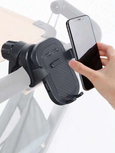 1pc Universal Black Baby Stroller Phone Holder, 360° Rotatable Adjustable Clamp Arm, Suitable For Bicycle/Wheelchair/Scooter/Walker Outdoor Riding Navigation Bracket, Applicable For Hiking And Multi-Scenario Phone Holder Accessory
