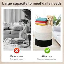 Cestas Almacenaje Cuerda de Algodón con AsasCesta Lavandería de Cuerda Tejida Multiusos Juguetero Practico Guardar Ropa Mantas y Juguetes Para Lavandería Dormitorio y Salón 65 L (blanco) - Blanco - Ver 2