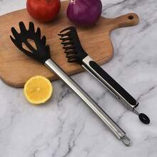 Pinzas resistentes al calor de silicona y acero inoxidable, adecuadas para cocina, hornear, asar a la parrilla, ensaladas, manipulación de alimentos - Ver 2
