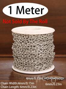 Dây chuyền thép không gỉ hình chữ O dài 100cm, kiểu mắt xích Rolo dày dặn, dùng để làm trang sức DIY, vòng tay, dây chuyền, phụ kiện làm hàng số lượng lớn. - Chuỗi O - Xem 16