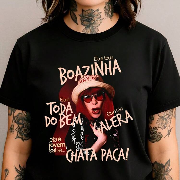 Camiseta Rita Le Estampa Retrô Unissex Feminina Masculina Rock Brasil I Algodão dia dia Retro Musica - Preto - Visão 9