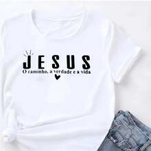 Linda Tudo é Aquele Que Cré Jesus Cristo T-Shirt Women's Blouse - 白色 - 查看 2