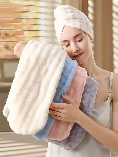 1/4 chiếc mũ trùm tóc khô cỡ lớn dành cho nữ, tóc dài, thấm hút cao, mềm mại và thoải mái, không xơ vải, phù hợp cho văn phòng, việc nhà và phơi khô tóc.