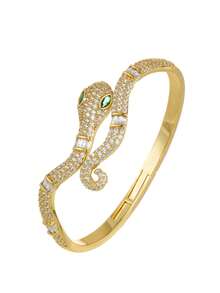 1 pieza Brazalete de lujo con serpiente de circonita cúbica de moda, para uso diario de mujeres - Serpiente - Ver 5