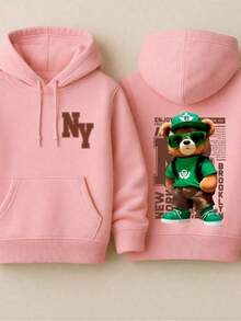 Children's Bear Hoodie Sweatshirt, Cotton, Comfortable, Various Colors And Sizes - Rosa Pálido - Ver 5