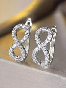 1 Pair Luxury Cubic Zirconia Earrings, Wedding Engagement Anniversary Party Jewelry Gift For Women - 1# - View 13