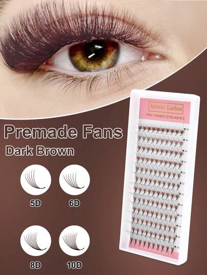 ARTSTAR 120pcs Brown Pre-Made Lashes, 5D/7D/8D/10D Bulk Eyelash Extensions