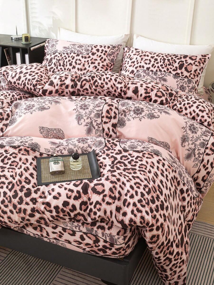 3pcs Leopard Print Duvet Cover Set, Super Soft & Breathable Microfiber Fabric, All Season Use, Machine Washable, Wrinkle Resistant, Suitable For King/Queen/Full/Double Bed, Home, Dorm, Apartment, Hotel, Vacation Rental, Gift