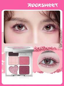 ROCK SWEET 5-Color Eye & Brow Palette - Eyebrow Pencil, Eyebrow Powder, Neutral Eyeshadow, Contour And Matte Highlighter, Sweat-Proof (Perfect Gift) - 04霓裳花園(華麗薔薇)# - 查看 2
