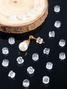 20/50/100 PCS Clear Earring Backs, Hamburg Shaped Clear Earring Backs, Soft Invisible Rubber Stoppers For Studs Hoops Hooks Replacement Earring Backings Earrings/Droopy Ears/Heavy Earrings - Hamburger Clear Earplugs - View 6