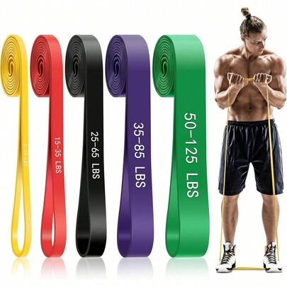 Resistance Bands, Pull-Up Assist Bands, Yoga Stretch Bands, Fitness Bands, Training Bands, Leg Resistance Bands Set, Fitness, Muscle Training, Shaping, Unisex,5-50LB