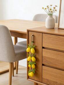 8 pièces Grappes de vignes de citron, 1 grappe de fruits de citron jaune réaliste avec feuilles, convient pour le style rustique d'hôtel, maison, restaurant, magasin de fruits, jardin de la maison, fête, bar, décoration d'armoire et accessoires de cinéma, grappe de fruits décoratifs souples - Multicolore - Voir 3