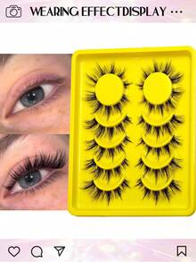 Asiteo 6 Pairs Super Soft Cat Eye False Eyelashes, Transparent Band, Elongate Outer Corner, Faux Mink Natural Cartoon Style Lashes, Suitable For Daily Makeup, Favored By Beauty Bloggers - Black - View 3
