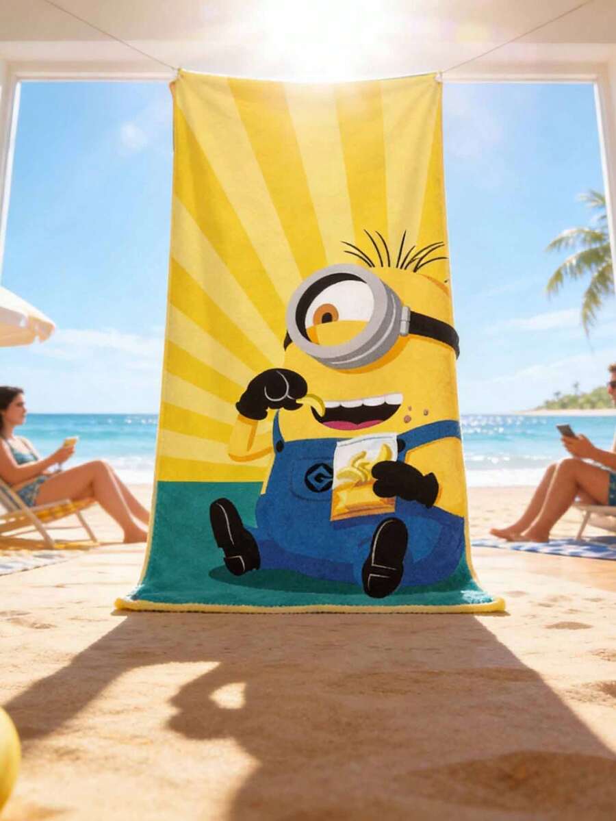 Minions 小黄人主线沙滩巾 - 超细纤维，双面绒面，数码印花 - 速干吸水毛巾 - 沙滩度假浴巾 - 彩色 - 查看 1
