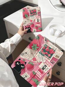 这款红色草莓黑猫拼贴图案保护套兼容 iPad Air 11 英寸 M3 2025 / M2 2024、Air 第五代 2022、(A16) 11 英寸第十一代 2025，也兼容三星 Galaxy Tab 和 Kindle Paperwhite 第十二代 2024。透明背壳，时尚图案保护套，支持自动睡眠/唤醒功能，配备气囊保护，适合作为礼物或办公用品。 - 彩色 - 查看 9