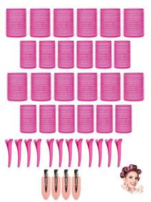 40件套自粘卷发器套装,含24个卷发器和16个夹子,沙龙级品质,适合DIY美发造型,无需加热 - 彩色 - 查看 11