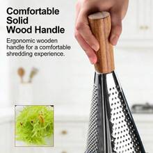 Three-Sided Stainless Steel Grater For Vegetables And Cheese With A Wooden Handle, Versatile For Shredding Melons And Fruits - 1pc-silver - View 6