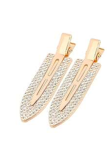 2pcs/4pcs Seamless Hair Clips, Rhinestone Non-Slip Flat Styling Clips, Shiny Metal Curling Clips, Bangs Invisible Styling Clips, Makeup Hair Clips, Women & Girls Hair Accessories, Silver, Gold, Black, Hair Clips - Multicolor - View 4