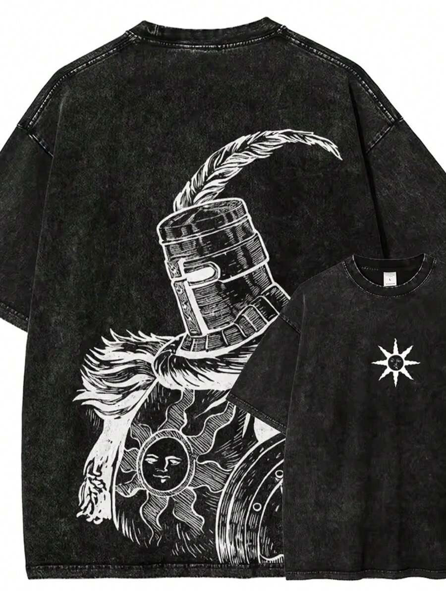 Men's Warrior Of Light T-Shirt - Dark Souls Unisex Shirt 100% Cotton Plus Size - 黑色 - 查看 1