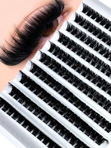 160pcs/100D 10-Row Fluffy Lash Extension Kit, Thick Cluster False Eyelashes, Individual Lashes, Faux Mink Cluster Lashes, D-Curl 8-16mm Various Lengths, Lash Extension, Significant Lash Extension, Lash Clusters, Individual Lashes, False Eyelashes - D - View 2
