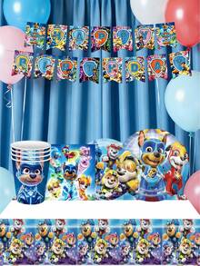 Set de vaisselle pour fête d'anniversaire, cadeaux de fête, décorations de fête de restaurant, vaisselle thématique pour repas de groupe - Multicolore - Voir 2