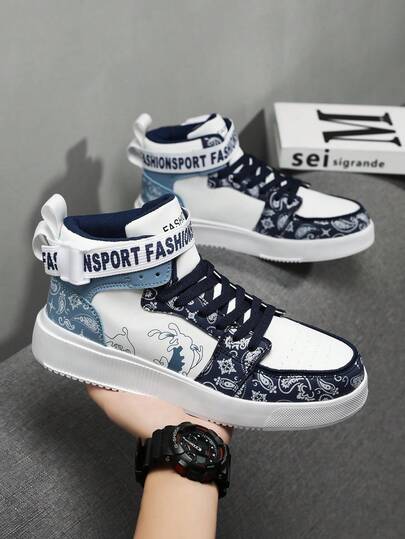 Men's Casual Sneakers, Personalized Graffiti Design, Suitable For Teenagers