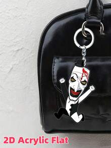 2 pièces Porte-clés en acrylique 2D personnage de dessin animé d'horreur, pendentif visage de fantôme mignon, accessoire de téléphone, décoration de voiture, décoration de sac à dos, ornement de mode à suspendre, cadeau de couple, fournitures de fête, idéal pour les vacances - Multicolore - Voir 5