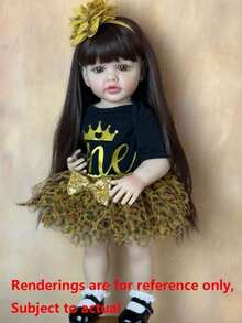 Lifelike 55cm Soft Vinyl Full Body Reborn Girl Baby Can Stand Doll, 22inch Princess Toddler Newborn Art Birthday Christmas Gifts For Child - Black - View 1