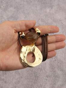 1 chiếc mặt dây chuyền hợp kim hình đĩa sóng bất đối xứng thời trang, vòng cổ choker đính hạt sang trọng tối giản dành cho nữ, quà tặng lễ hội âm nhạc, quà sinh nhật, quà tặng cho mẹ, bạn gái, quà ngày lễ - Ngắn - Xem 6