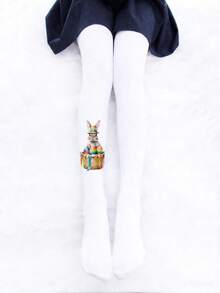 1双女士天鹅绒猫咪印花连裤袜，可爱迷人，猫咪爱好者必备，时尚性感，优雅舒适，适合各种场合，尤其适合情人节、约会、日常穿着和工作场合。 - 彩色 - 查看 25