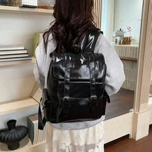 Ba lô unisex, màu đen, đa năng, kiểu dáng thường ngày, túi du lịch, túi đựng laptop cỡ lớn tối giản dành cho sinh viên. - đen - Xem 4