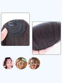Clip In Bangs Real Human Hair Bangs Hair Clip Fringe With Temples Hairpieces Invisible Clip-In Bangs Soft French Air Bangs Forehead Bangs For Women Natural Looking Fake Bangs For Daily Wear Wispy Bangs Wig Dark Brown Multicolor - Multicolor - View 2