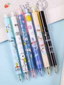 SNOOPY 1套/5支装 史努比可爱按压笔 学生文具 可爱少女清新韩版 中性笔 学生返校礼物 - 彩色 - 查看 3