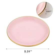 5.3 Inch Jewelry Dish Tray Small Jewelry Tray For Women Orange Ceramic Trinket Dish Catch All Tray For Ring Earring Necklace Bracelet Key - Pink - View 3